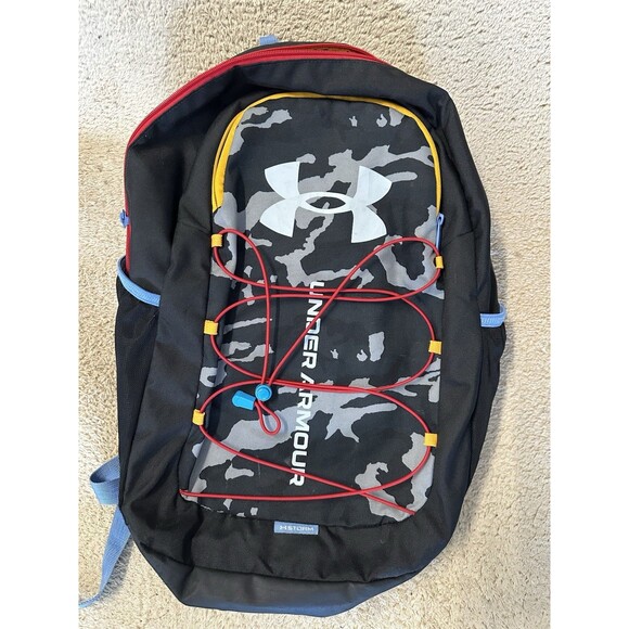 Under Armour UA Hustle 5.0 Storm Backpack Laptop Bookbag Grey Camo Multicolored - Picture 1 of 6